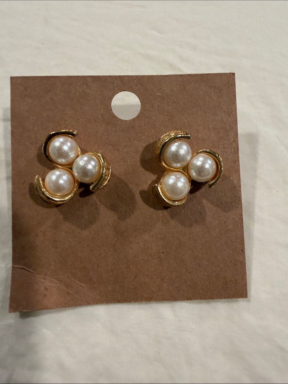 Avon Gold-Tone Cluster Pearl Stud Earrings